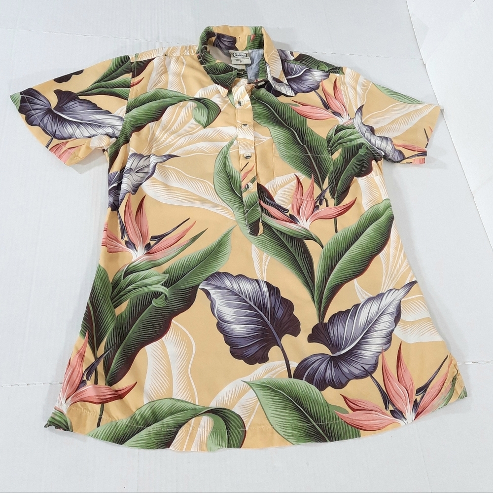 Go Barefoot Floral Birds of Paradise Popover Hawaiian Shirt